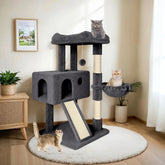 36" Multi-Level Cat Tree with Sisal Scratching Posts & Hammock, Gray Tektoty